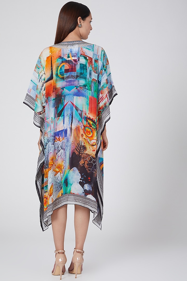Cobalt Blue Digital Printed Kaftan by First Resort by Ramola Bachchan at Pernia's Pop Up Shop