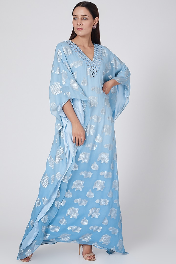 Sky Blue Embellished Kaftan by First Resort by Ramola Bachchan