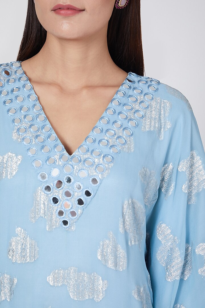 Sky Blue Embellished Kaftan by First Resort by Ramola Bachchan at Pernia's Pop Up Shop