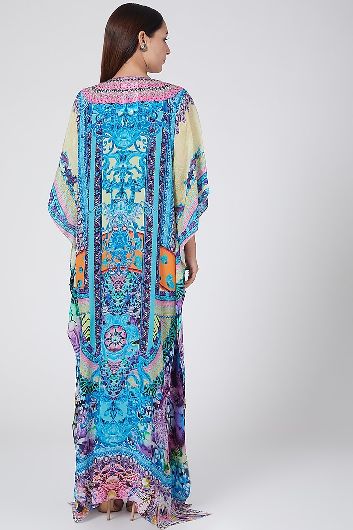 Sky Blue Crystal Embellished Kaftan by First Resort by Ramola Bachchan at Pernia's Pop Up Shop