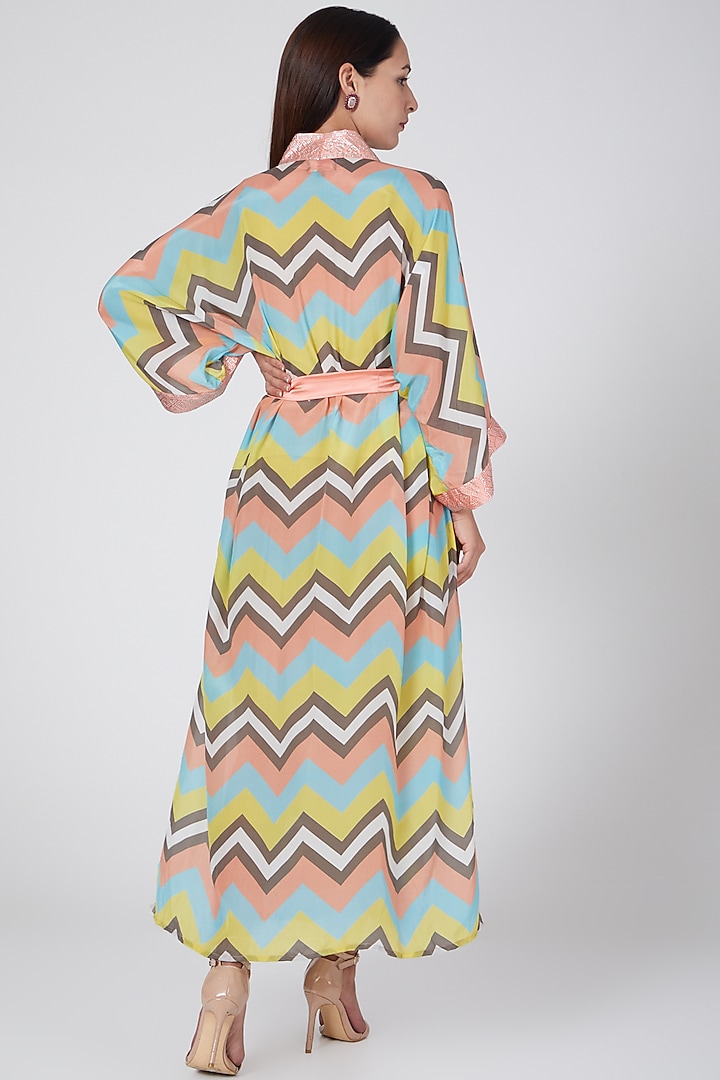 Peach & Yellow Striped Cover-Up by First Resort by Ramola Bachchan at Pernia's Pop Up Shop