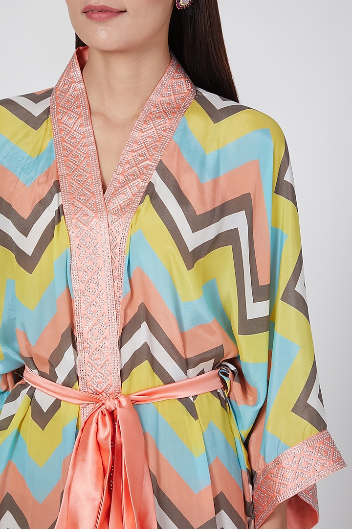 Peach & Yellow Striped Cover-Up by First Resort by Ramola Bachchan at Pernia's Pop Up Shop