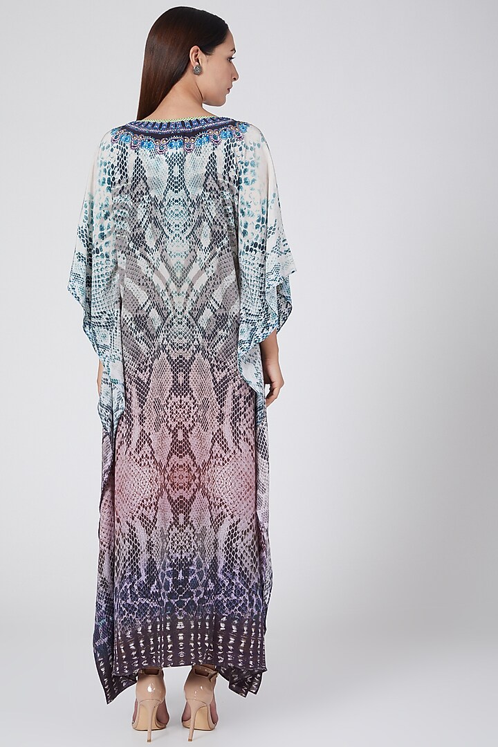 Grey & White Animal Printed Kaftan by First Resort by Ramola Bachchan at Pernia's Pop Up Shop
