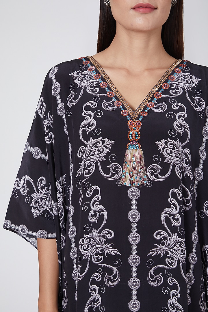 Black & White Digital Printed Kaftan by First Resort by Ramola Bachchan at Pernia's Pop Up Shop