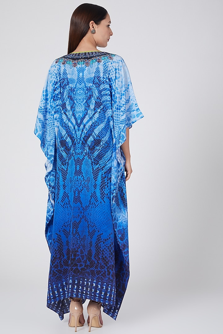 Cobalt Blue Printed Kaftan by First Resort by Ramola Bachchan at Pernia's Pop Up Shop