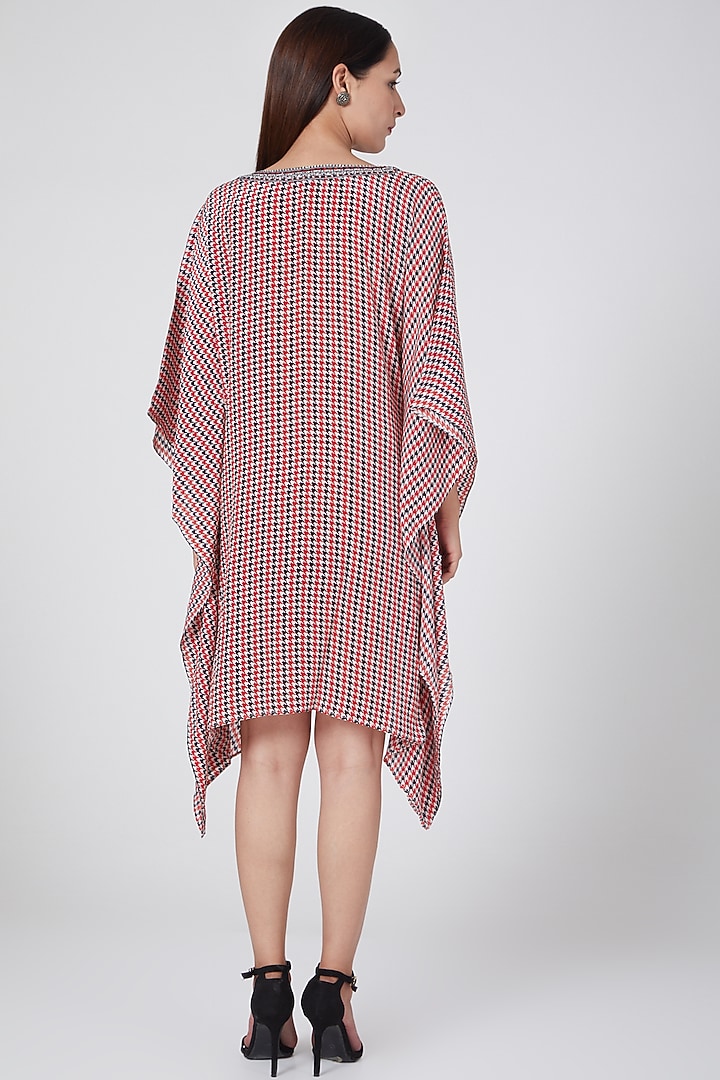 Red Geometric Printed Kaftan by First Resort by Ramola Bachchan at Pernia's Pop Up Shop