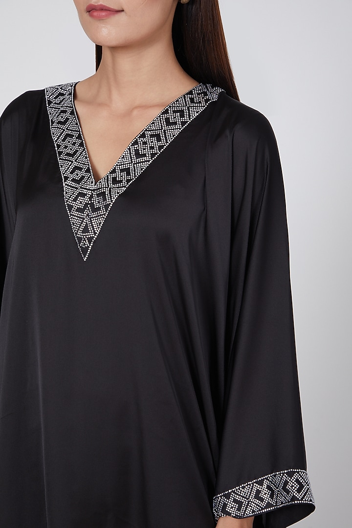 Black Embellished Kaftan by First Resort by Ramola Bachchan at Pernia's Pop Up Shop