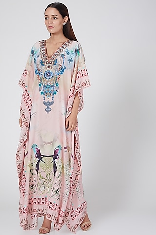Blush Pink Digital Printed Kaftan by First Resort by Ramola Bachchan