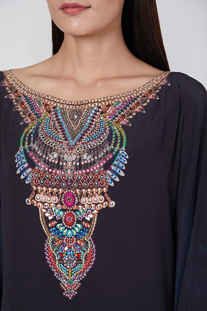 Black & Blue Printed Kaftan by First Resort by Ramola Bachchan at Pernia's Pop Up Shop