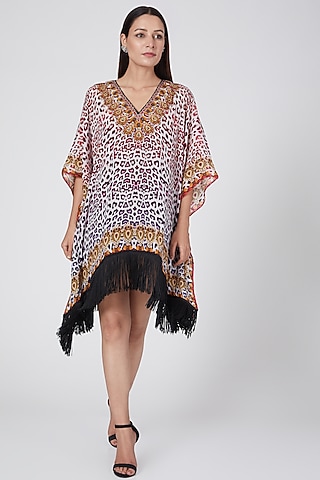 Burnt Orange & Brown Printed Kaftan by First Resort by Ramola Bachchan