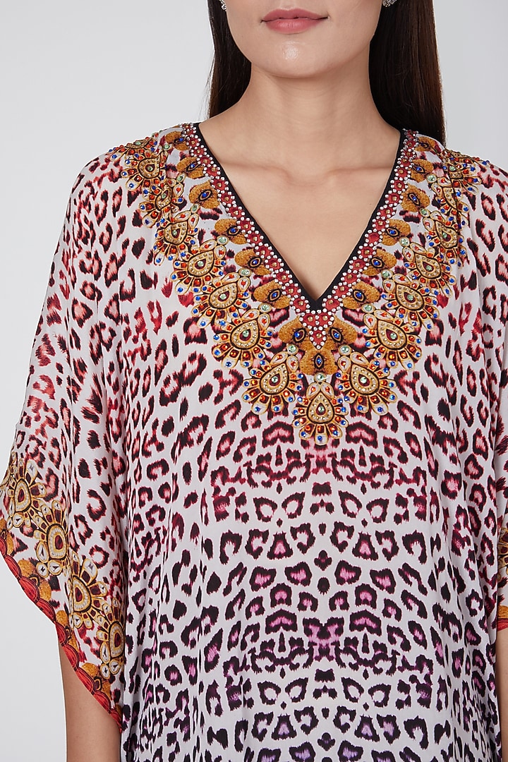 Burnt Orange & Brown Printed Kaftan by First Resort by Ramola Bachchan at Pernia's Pop Up Shop