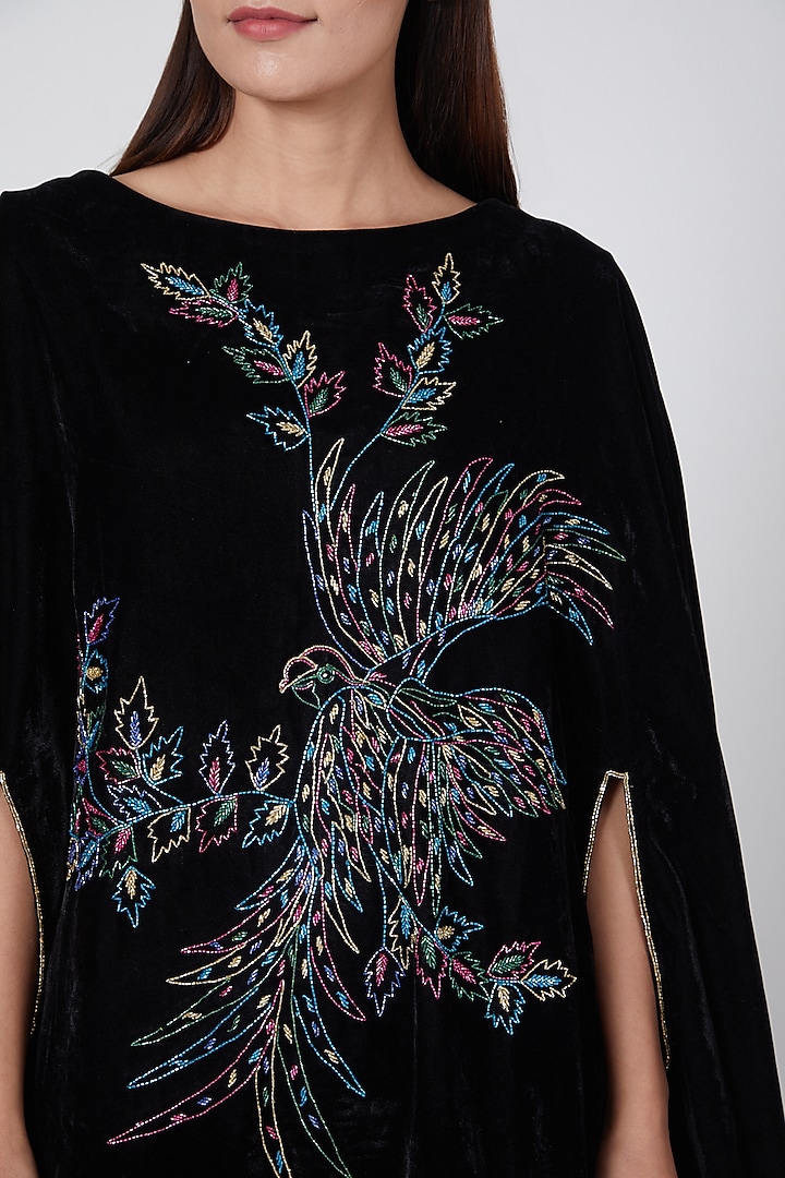 Black Embellished Poncho Top by First Resort by Ramola Bachchan at Pernia's Pop Up Shop