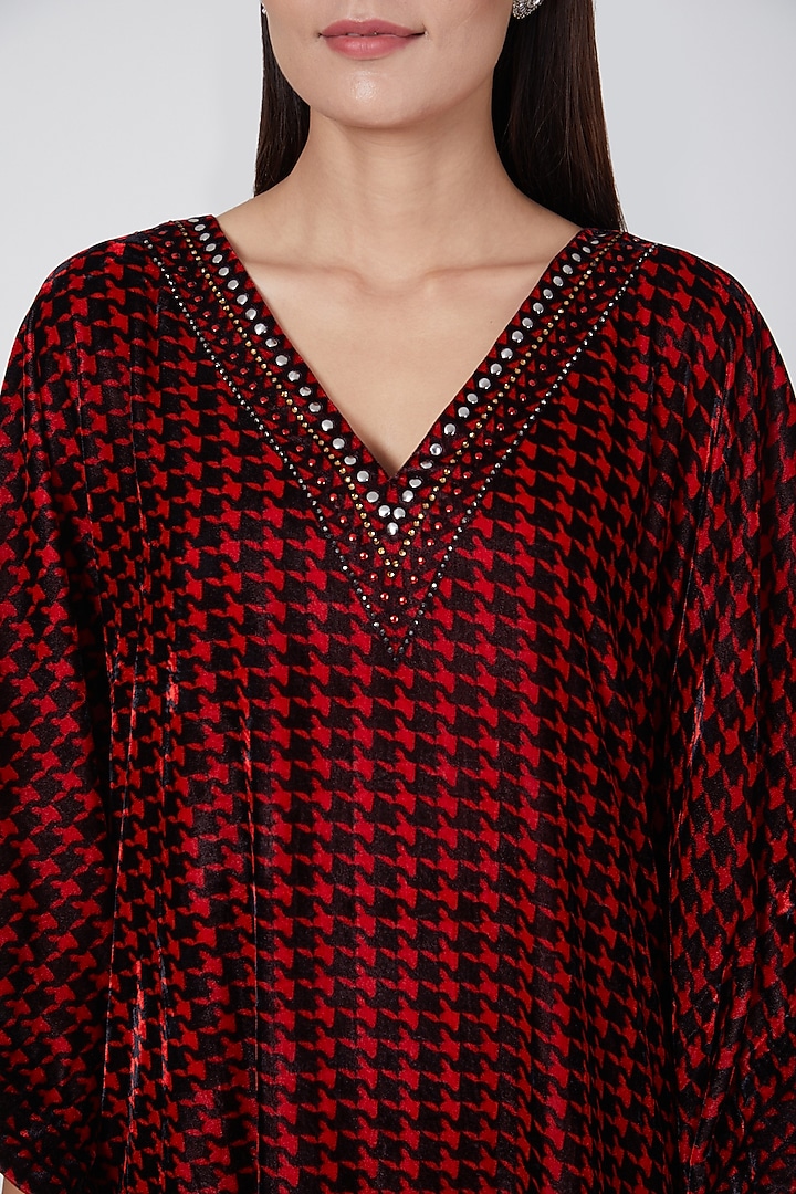 Red Printed & Embellished Tunic by First Resort by Ramola Bachchan at Pernia's Pop Up Shop