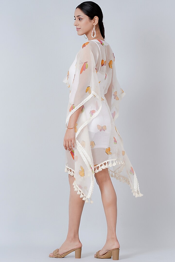 White Printed Midi Kaftan by First Resort by Ramola Bachchan at Pernia's Pop Up Shop