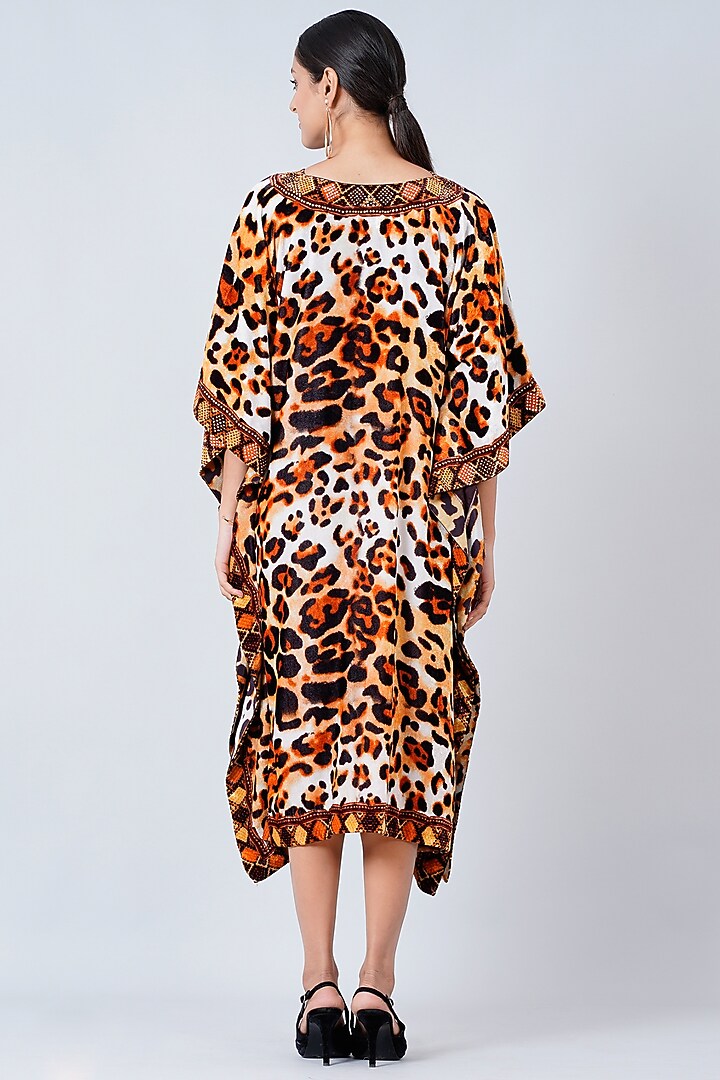 Brown Animal Printed Kaftan by First Resort by Ramola Bachchan at Pernia's Pop Up Shop