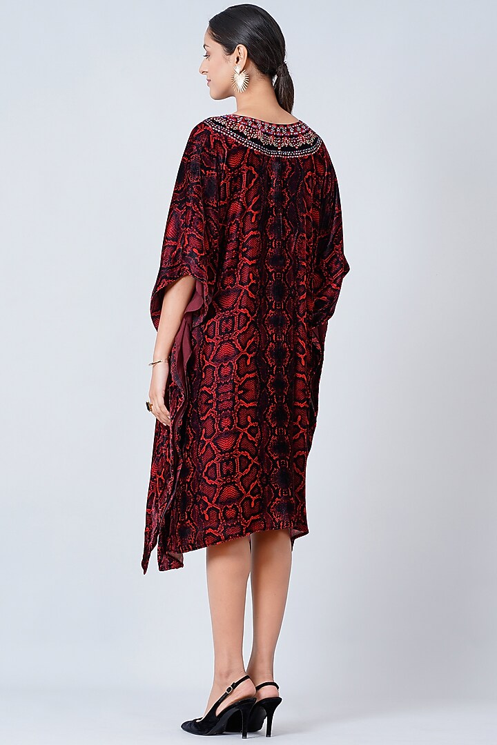 Red Animal Printed Kaftan by First Resort by Ramola Bachchan at Pernia's Pop Up Shop
