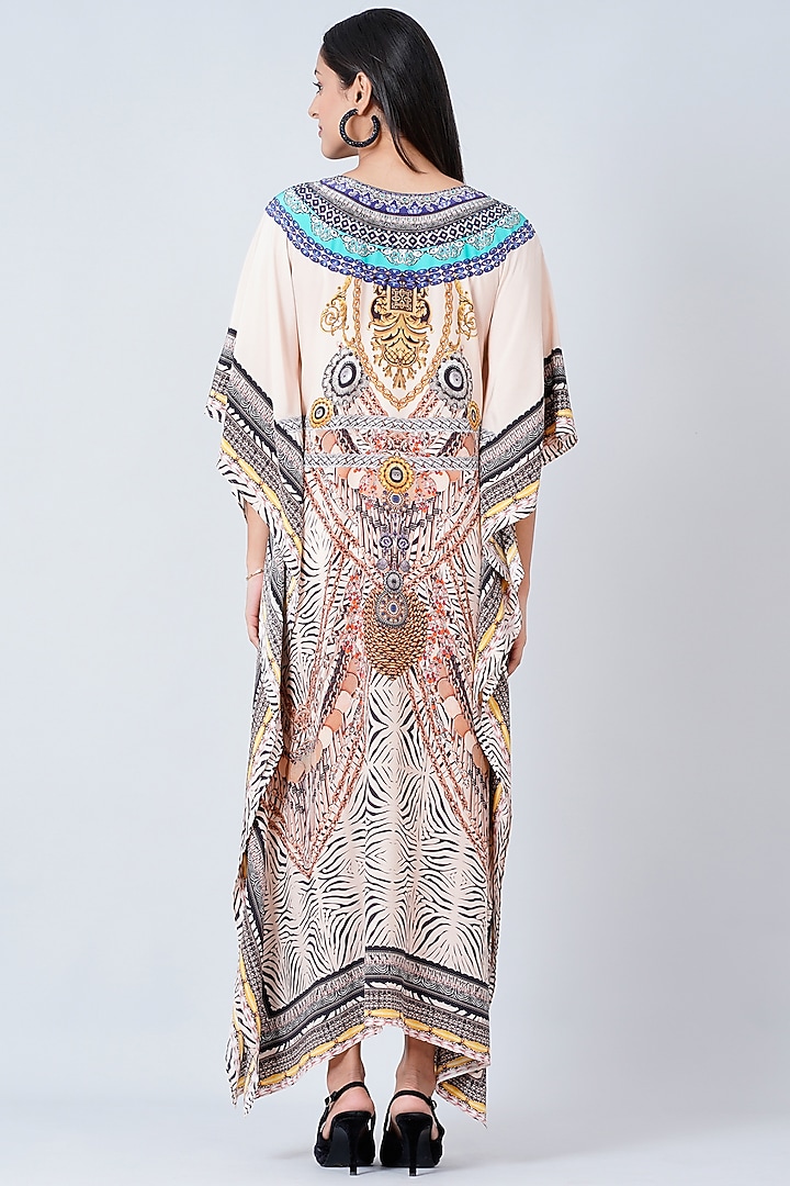 Beige Zebra Printed Kaftan by First Resort by Ramola Bachchan at Pernia's Pop Up Shop
