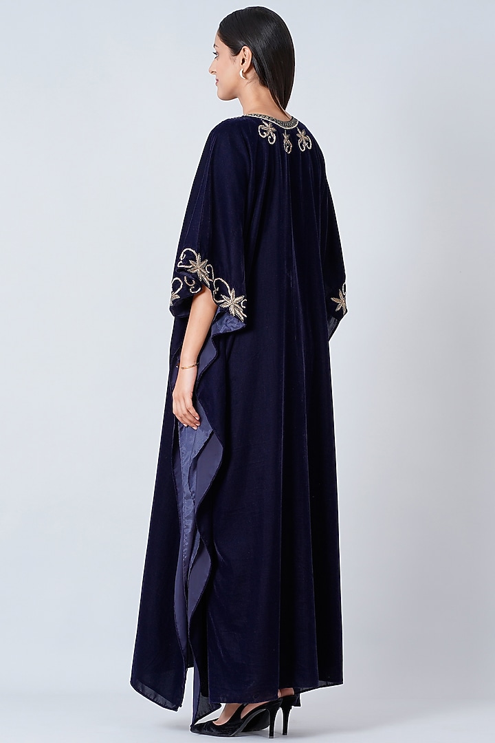 Blue Embroidered Maxi Kaftan by First Resort by Ramola Bachchan at Pernia's Pop Up Shop