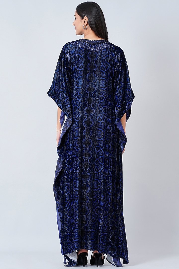 Classic Blue Print & Embellished Maxi Kaftan by First Resort by Ramola Bachchan at Pernia's Pop Up Shop