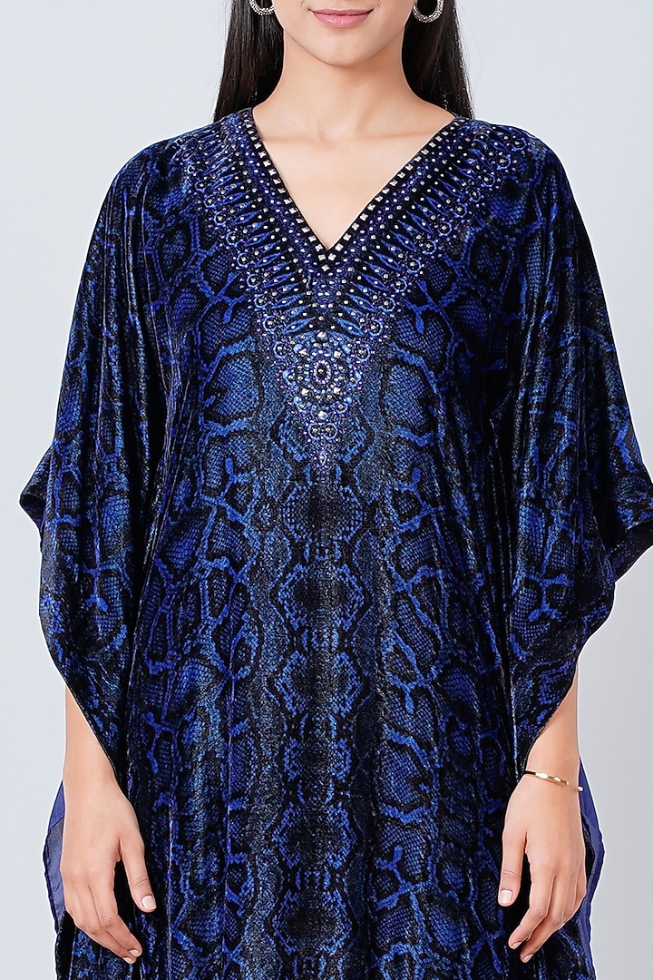 Classic Blue Print & Embellished Maxi Kaftan by First Resort by Ramola Bachchan at Pernia's Pop Up Shop