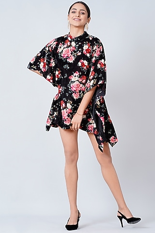 Black Printed & Embellished Tunic by First Resort by Ramola Bachchan