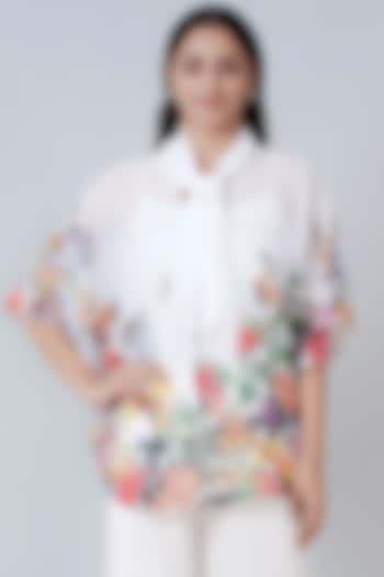 White Polyester Georgette Top by First Resort by Ramola Bachchan at Pernia's Pop Up Shop