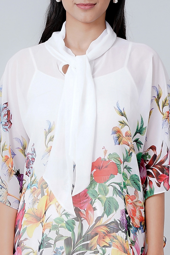 White Polyester Georgette Top by First Resort by Ramola Bachchan at Pernia's Pop Up Shop