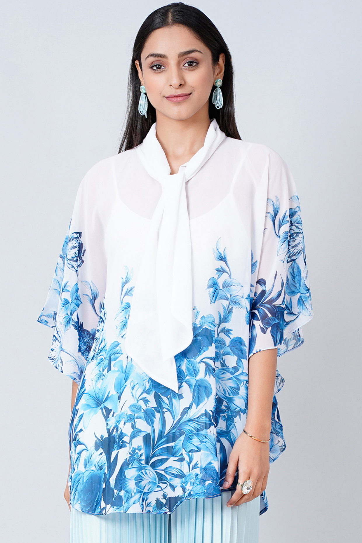 Cobalt Blue Printed Top by First Resort by Ramola Bachchan at Pernia's Pop Up Shop
