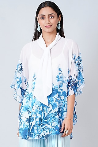 Cobalt Blue Printed Top by First Resort by Ramola Bachchan