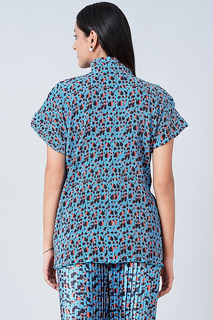 Cobalt Blue Animal Printed Top by First Resort by Ramola Bachchan at Pernia's Pop Up Shop