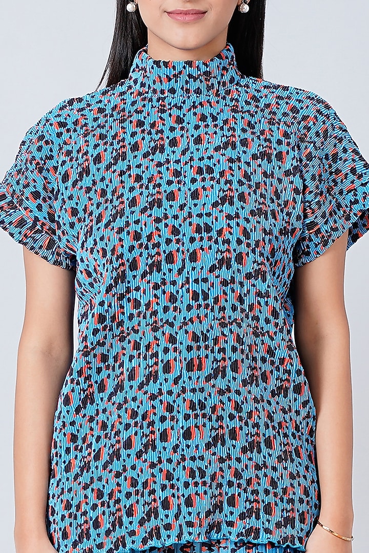 Cobalt Blue Animal Printed Top by First Resort by Ramola Bachchan at Pernia's Pop Up Shop