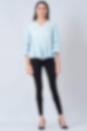 Light Blue Viscose Crepe Top by First Resort by Ramola Bachchan at Pernia's Pop Up Shop