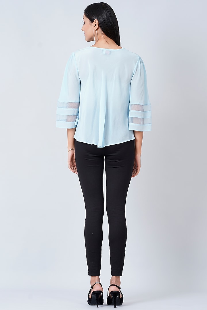 Light Blue Viscose Crepe Top by First Resort by Ramola Bachchan at Pernia's Pop Up Shop