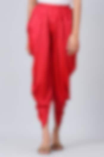 Electric Red Bamberg Satin Dhoti by First Resort by Ramola Bachchan