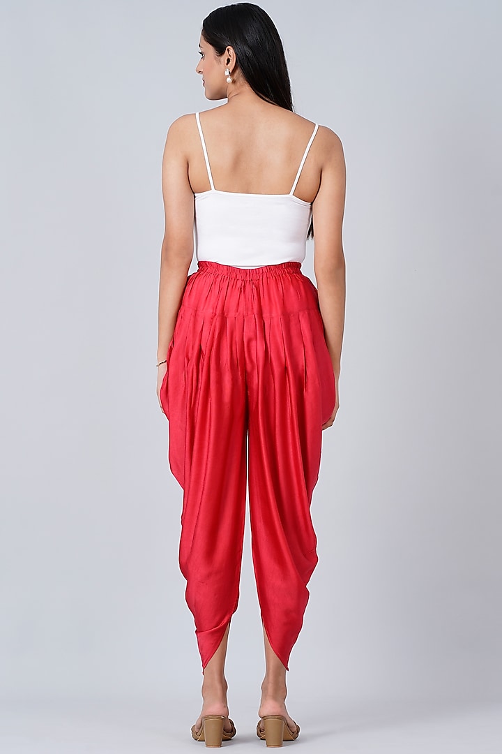 Electric Red Bamberg Satin Dhoti by First Resort by Ramola Bachchan at Pernia's Pop Up Shop