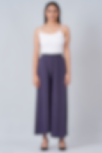 Sombre Grey Viscose Crepe Palazzo Pants by First Resort by Ramola Bachchan at Pernia's Pop Up Shop