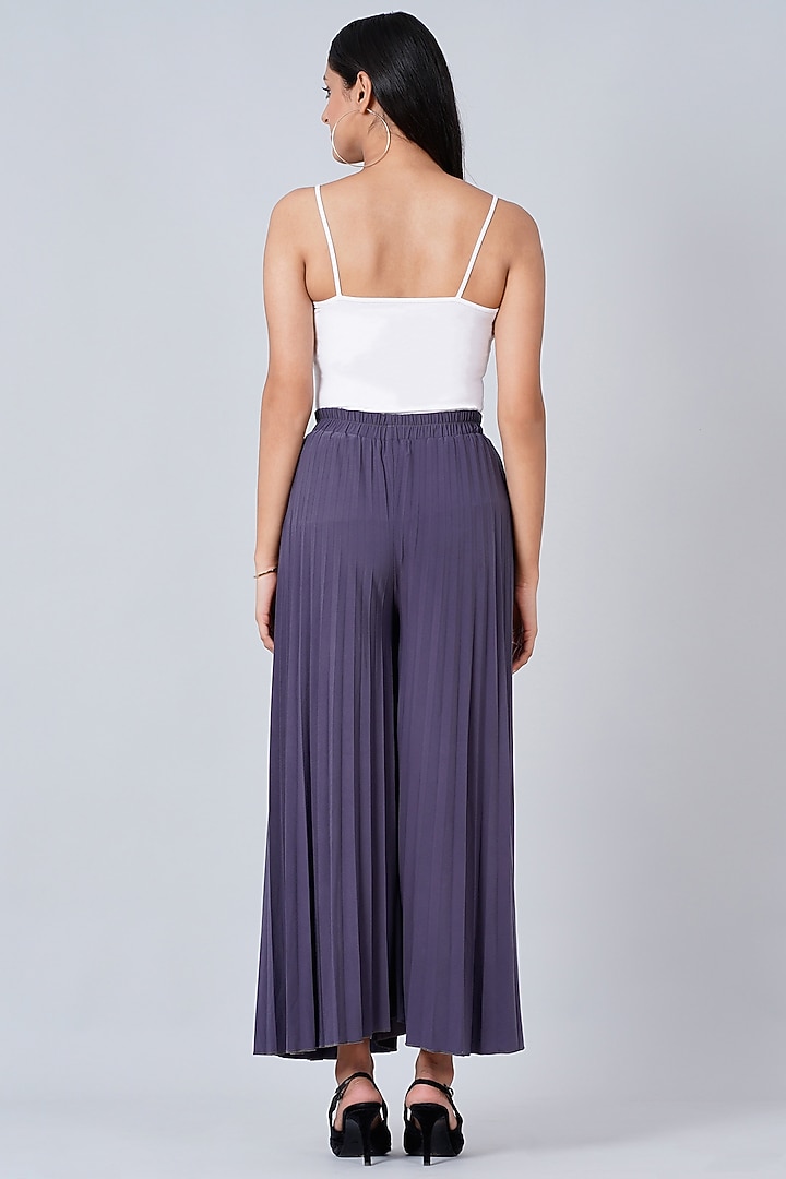 Sombre Grey Viscose Crepe Palazzo Pants by First Resort by Ramola Bachchan at Pernia's Pop Up Shop