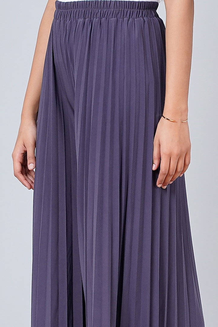 Sombre Grey Viscose Crepe Palazzo Pants by First Resort by Ramola Bachchan at Pernia's Pop Up Shop