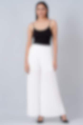 White Pleated Palazzo Pants by First Resort by Ramola Bachchan