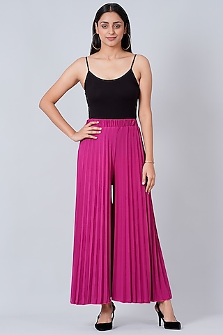 Magenta Pleated Palazzo Pants by First Resort by Ramola Bachchan