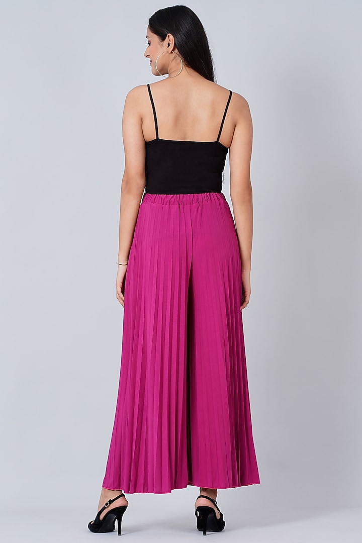 Magenta Pleated Palazzo Pants by First Resort by Ramola Bachchan at Pernia's Pop Up Shop