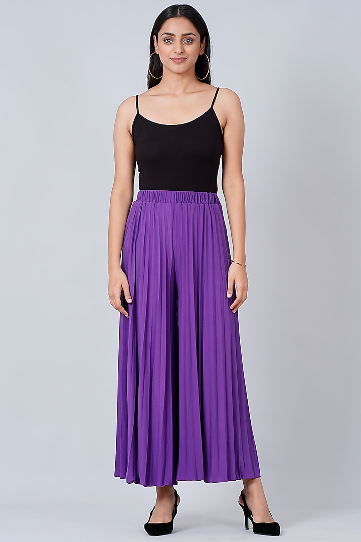 Purple Pleated Palazzo Pants by First Resort by Ramola Bachchan