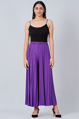 Purple Pleated Palazzo Pants by First Resort by Ramola Bachchan