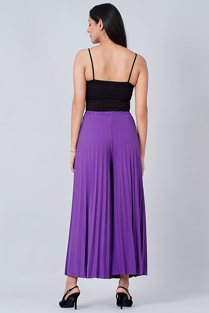 Purple Pleated Palazzo Pants by First Resort by Ramola Bachchan at Pernia's Pop Up Shop