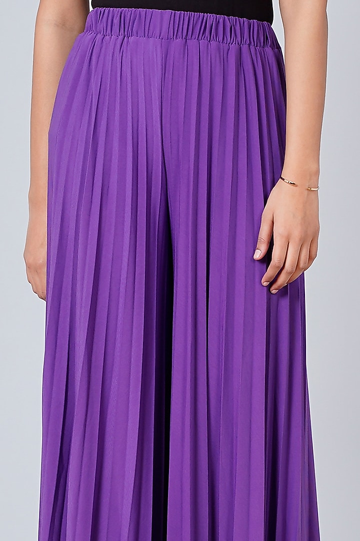 Purple Pleated Palazzo Pants by First Resort by Ramola Bachchan at Pernia's Pop Up Shop