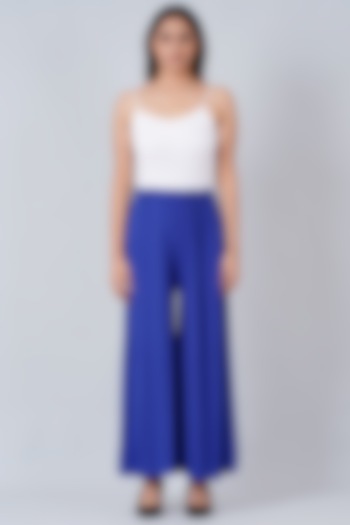 Royal Blue Pleated Palazzo Pants by First Resort by Ramola Bachchan