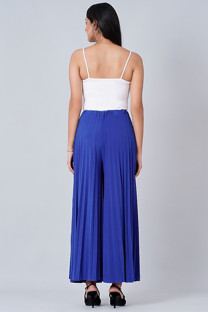 Royal Blue Pleated Palazzo Pants by First Resort by Ramola Bachchan at Pernia's Pop Up Shop