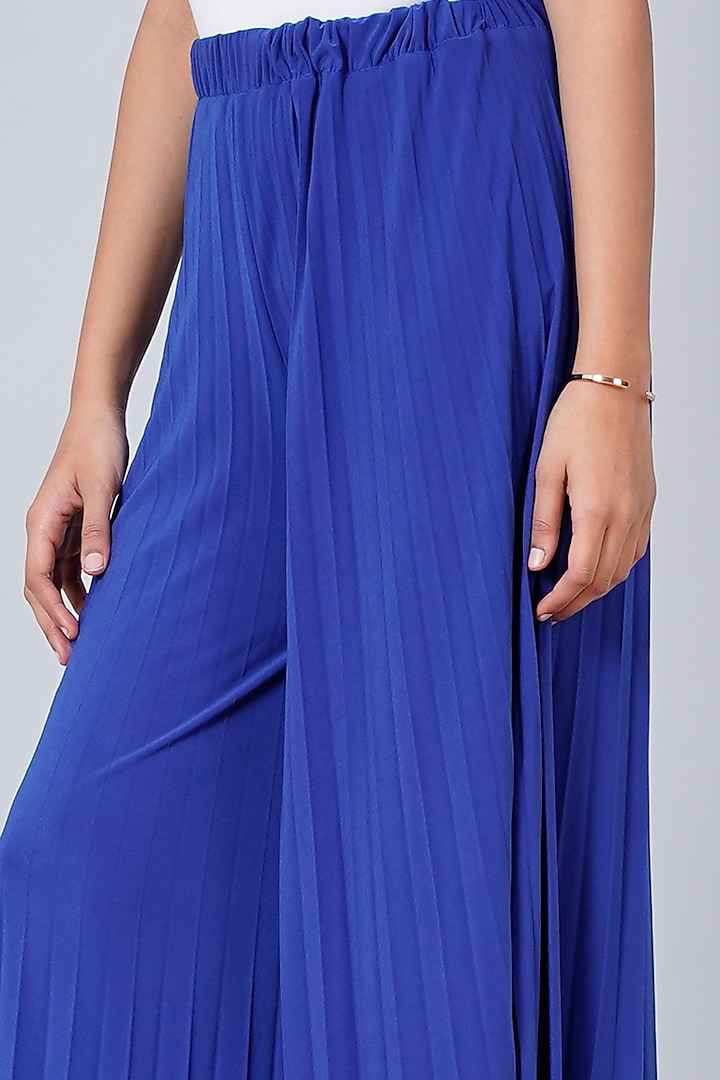 Royal Blue Pleated Palazzo Pants by First Resort by Ramola Bachchan at Pernia's Pop Up Shop
