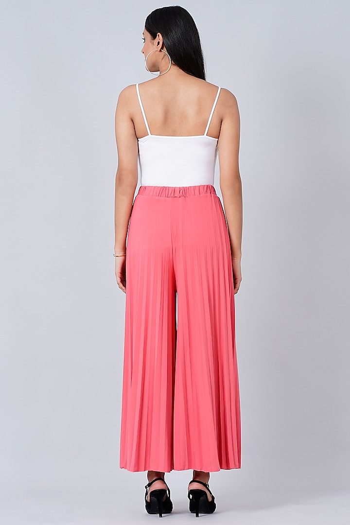 White Pleated Palazzo Pants Design by First Resort by Ramola