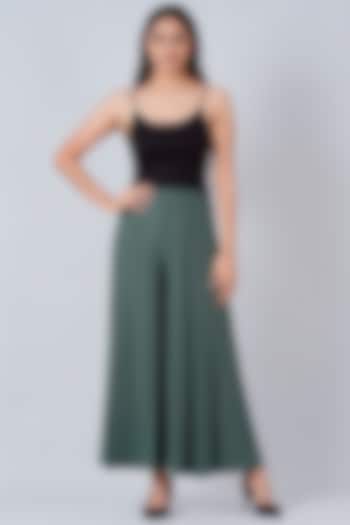 Sage Green Pleated Palazzo Pants by First Resort by Ramola Bachchan